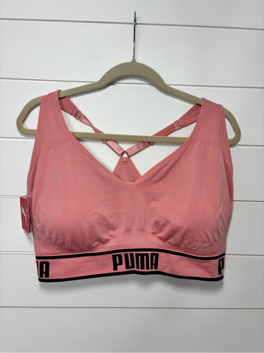 Puma Coral Pink Seamless Sports Bra with Logo Band size 3X
